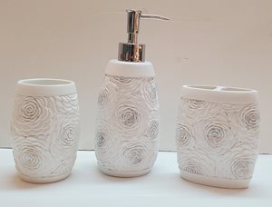 סט לאמבטיה- פרחים לבן